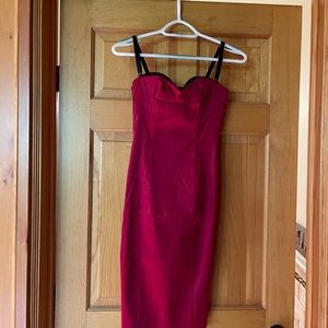 Red satin dress